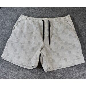 American Eagle Mens XL Plaid Drawstring Shorts Black White Glen Check Cotton
